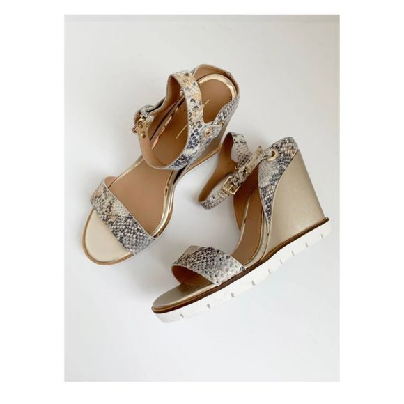 Paolo Shoes - Paolo Snakeskin Ella Wedge Sandal Sz 9